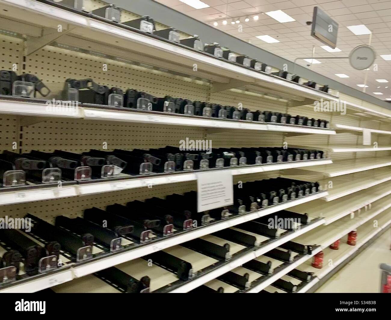 Empty grocery store shelves during the coronavirus. USA , America Stock Photo