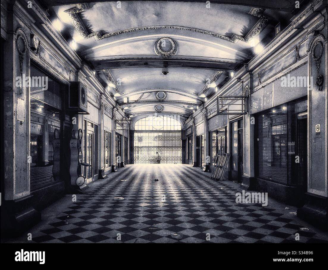 Empty shopping arcade in London. - Smartphone Captured Stock Image