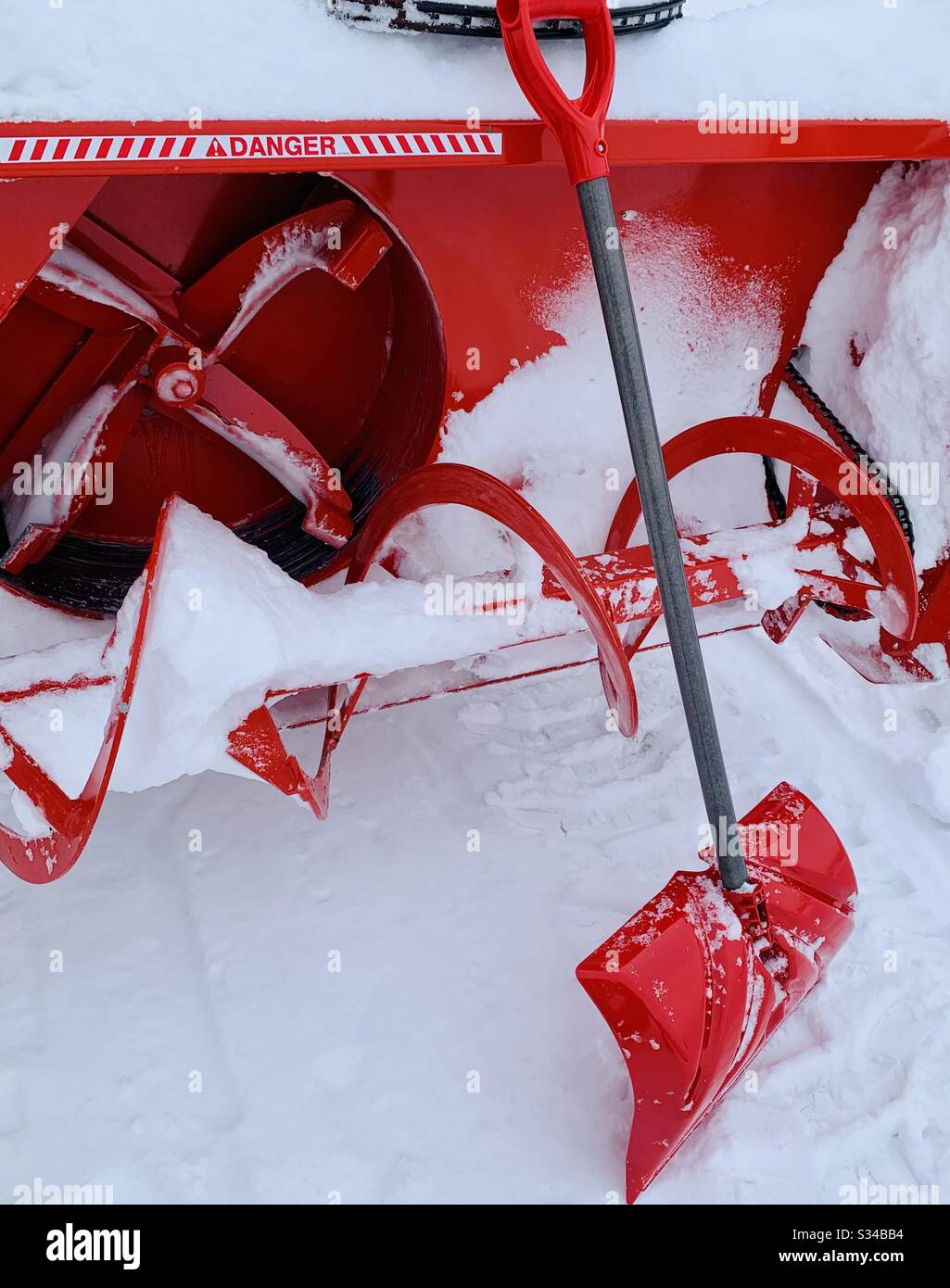 Manual vs. Mechanical Snow removal winter Stock Photo Alamy