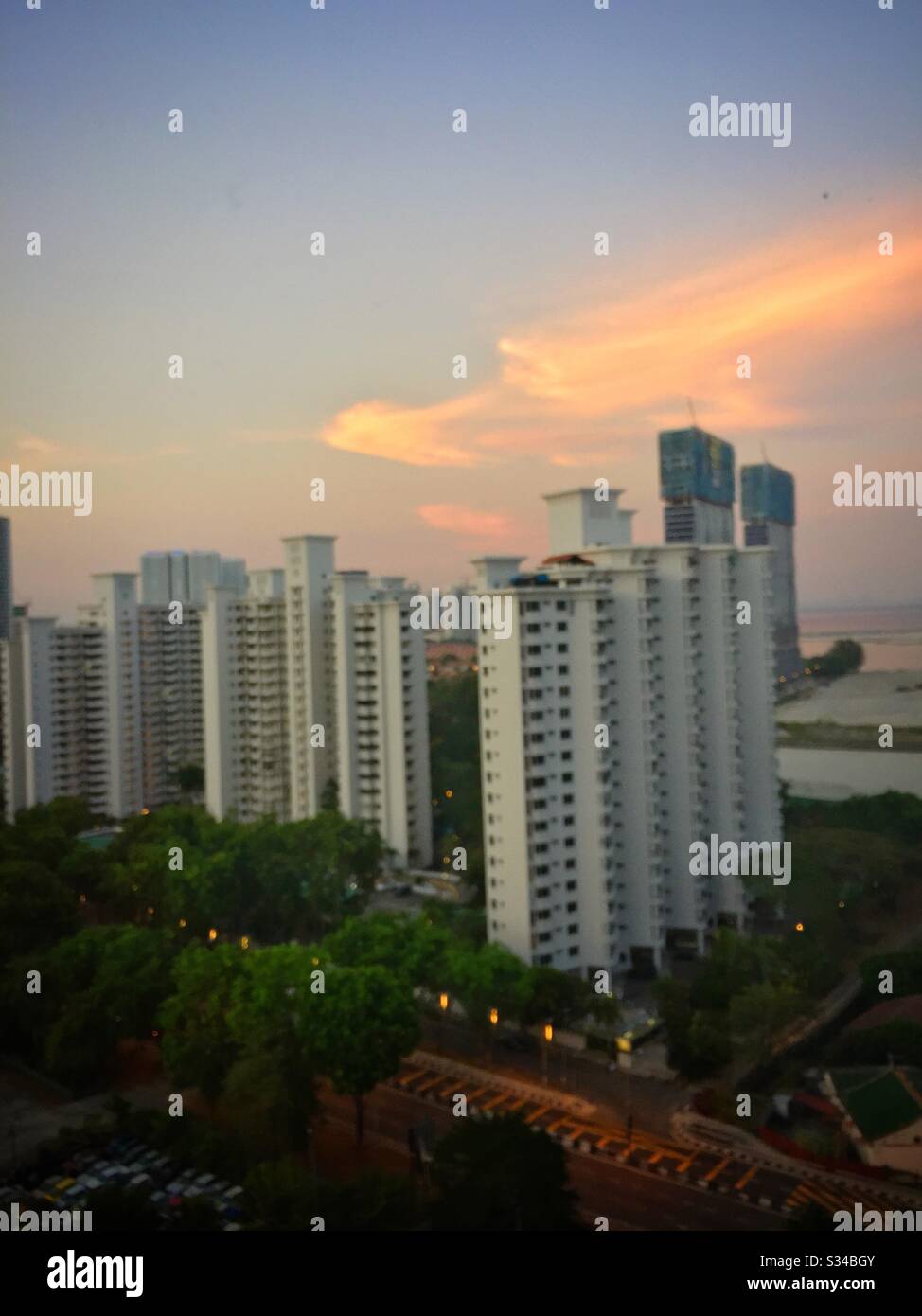 Tanjong tokong road during covid lockdown in penang at dusk. - Smartphone Captured Stock Image