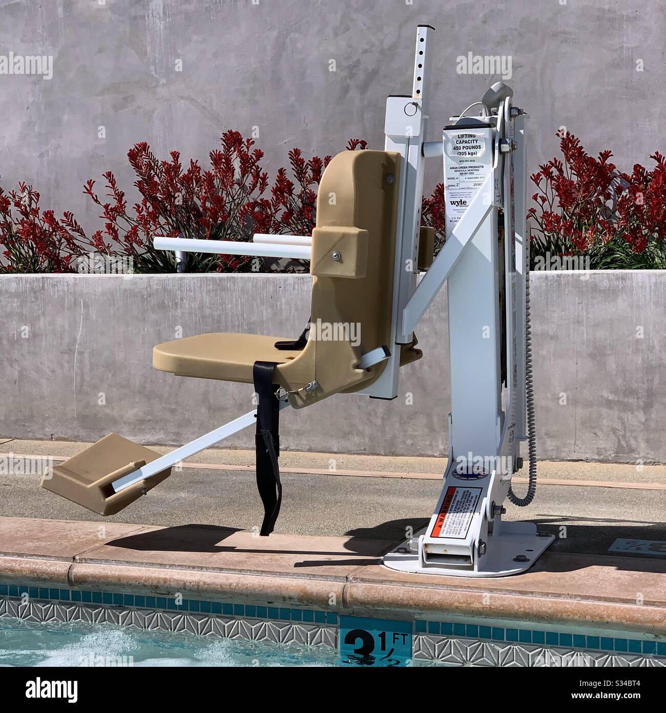 Hot tub chair lift for disabled guests at the Dream Inn Santa Cruz