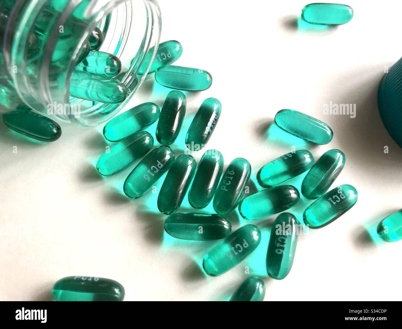 Ibuprofen gel caps on a white background Stock Photo