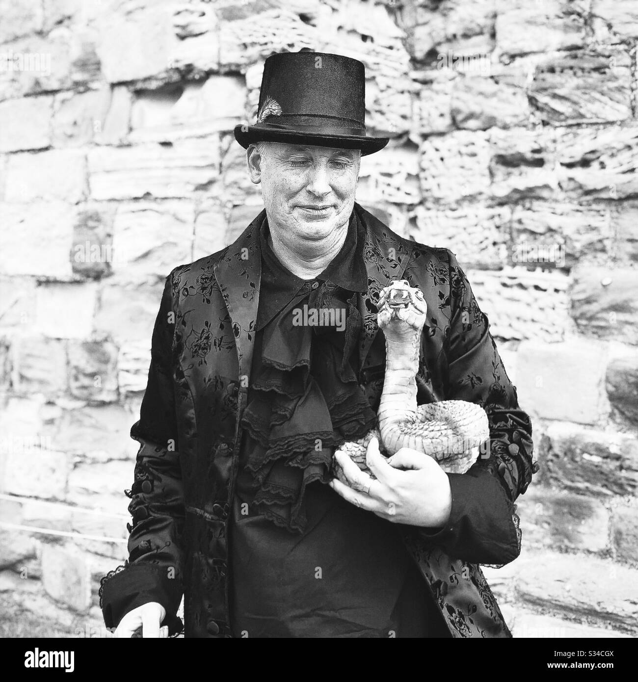 Person in a creative costume during a cosplay event. Whitby Goth Weekend. - Smartphone Captured Stock Image