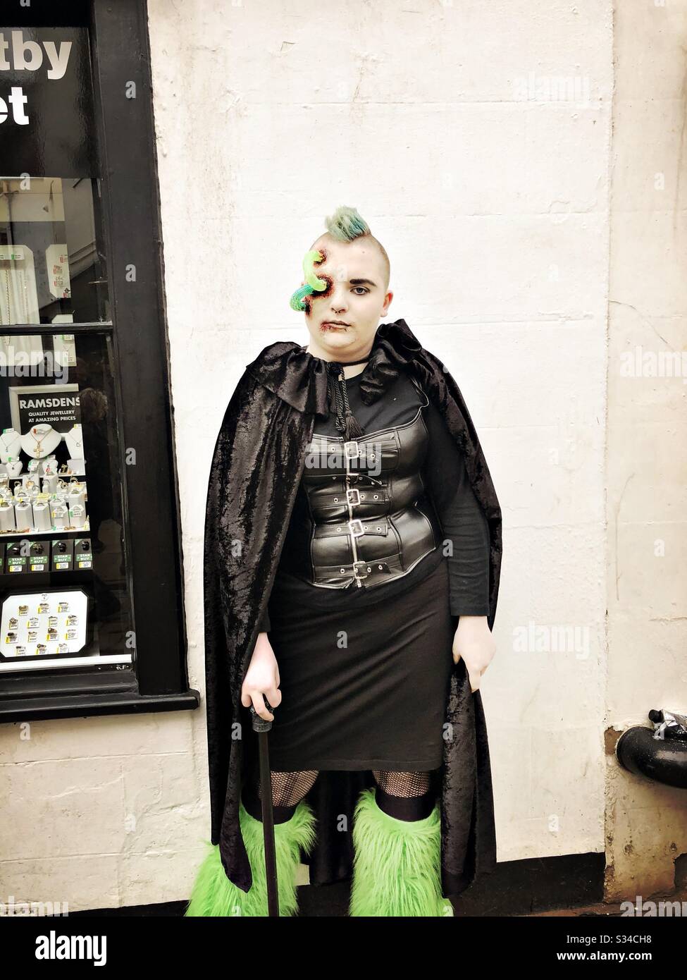 Person in a creative costume during a cosplay event. Whitby Goth Weekend. - Smartphone Captured Stock Image