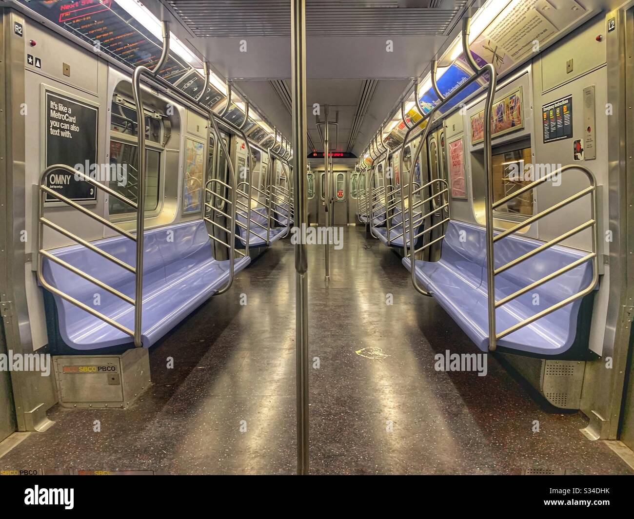 Empty Subway Car - Smartphone Captured Stock Image