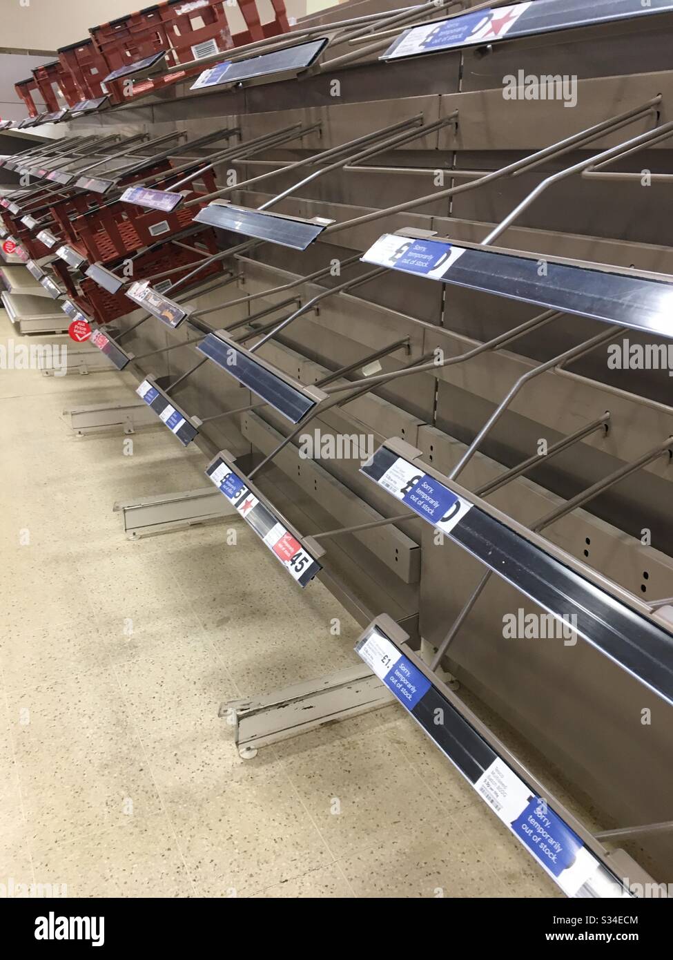 Empty supermarket shelves Stock Photo Alamy