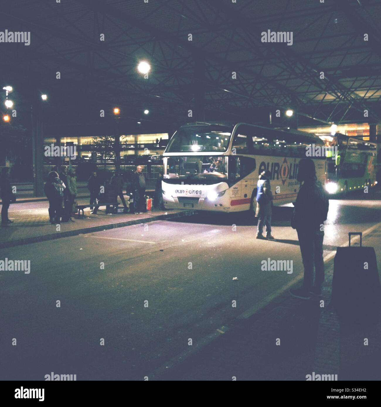 Lampugnano bus station in Milan, Italy, 2018 - Smartphone Captured Stock Image