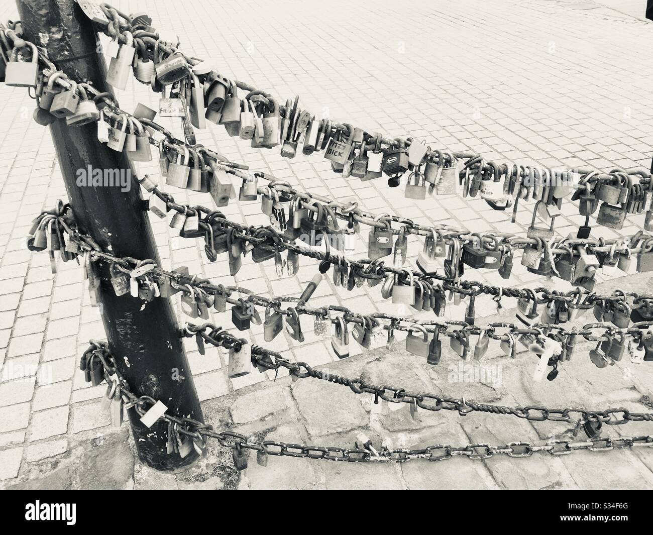 Love locks on a railing - Smartphone Captured Stock Image