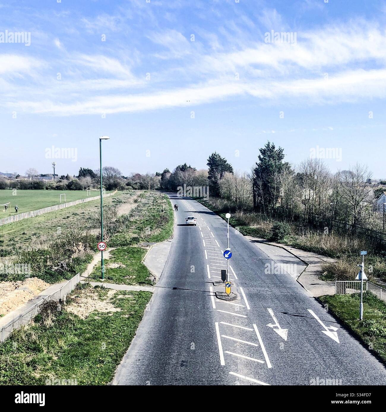 A quiet A259 in West Sussex during lockdown 1 pm march 26 2020 - Smartphone Captured Stock Image