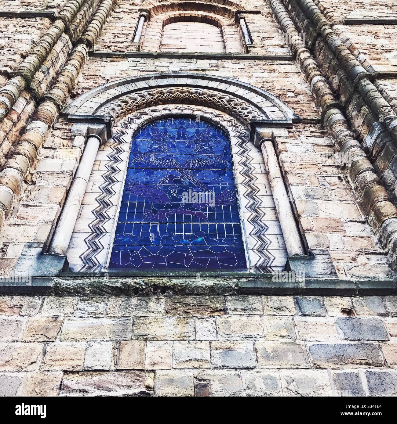 Stained glass window durham cathedral hires stock photography and