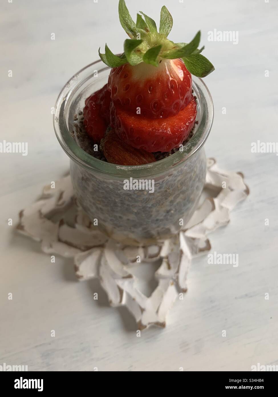 Homemade pear chia seeds pudding simply delicious Stock Photo Alamy