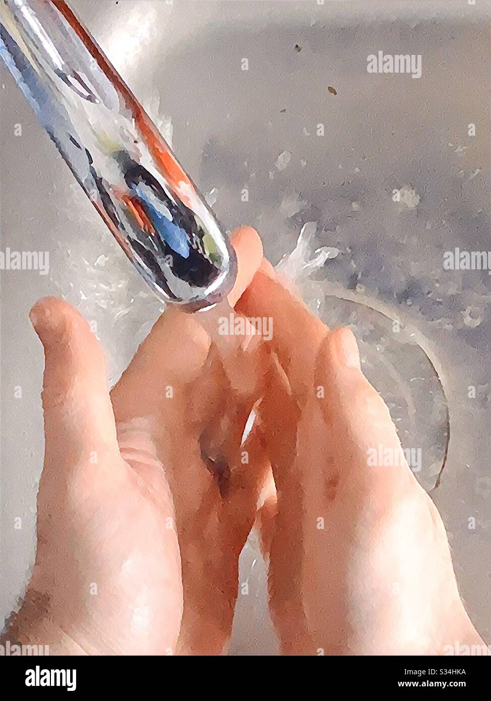 Washing hands during coronavirus covid  19 crisis.  Clean hands. - Smartphone Captured Stock Image