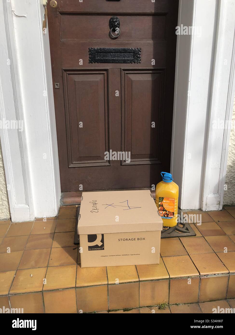 One of the one and a half million emergency boxes being delivered to vulnerable shielded people Stock Photo