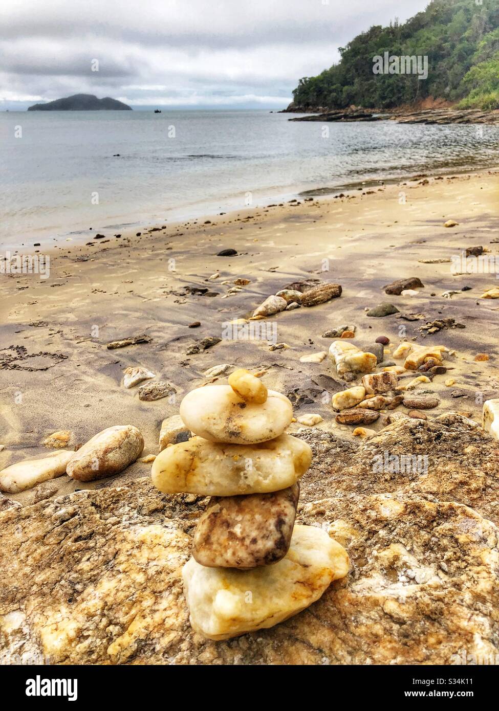 A deserted rocky beach in Buzios, Brazil. - Smartphone Captured Stock Image