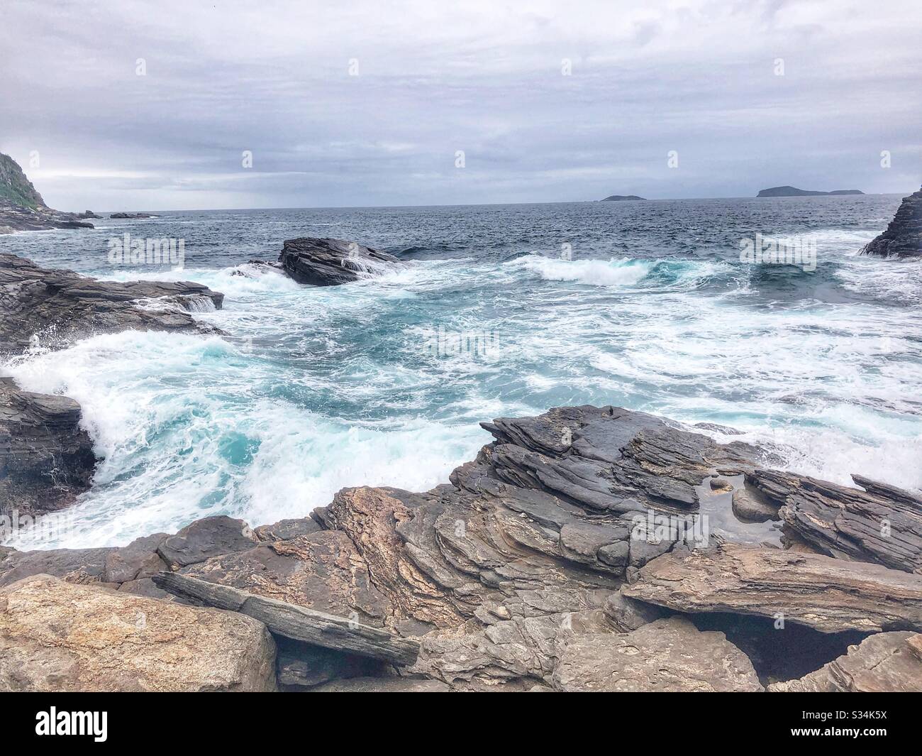 Rough sea on an overcast day. Stock Photo