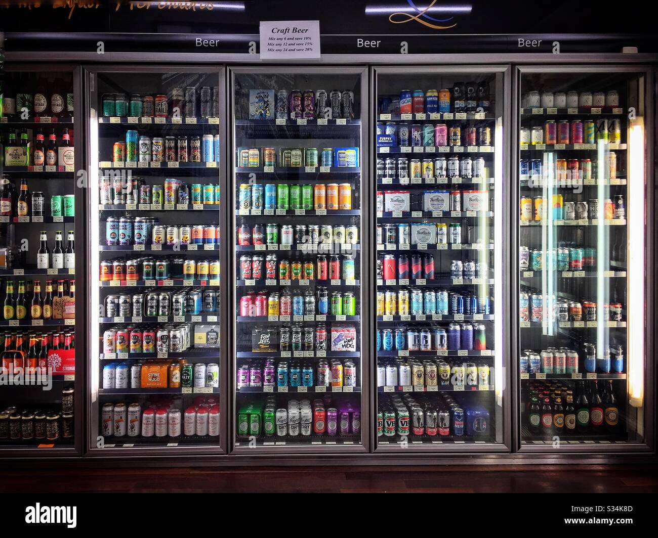 Selection of locally-brewed craft beers for sale in Sydney, NSW, Australia - Smartphone Captured Stock Image