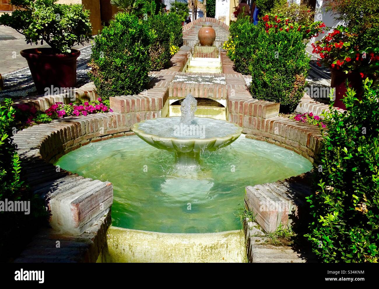 Cascading fountain in Estepona in southern Spain Stock Photo