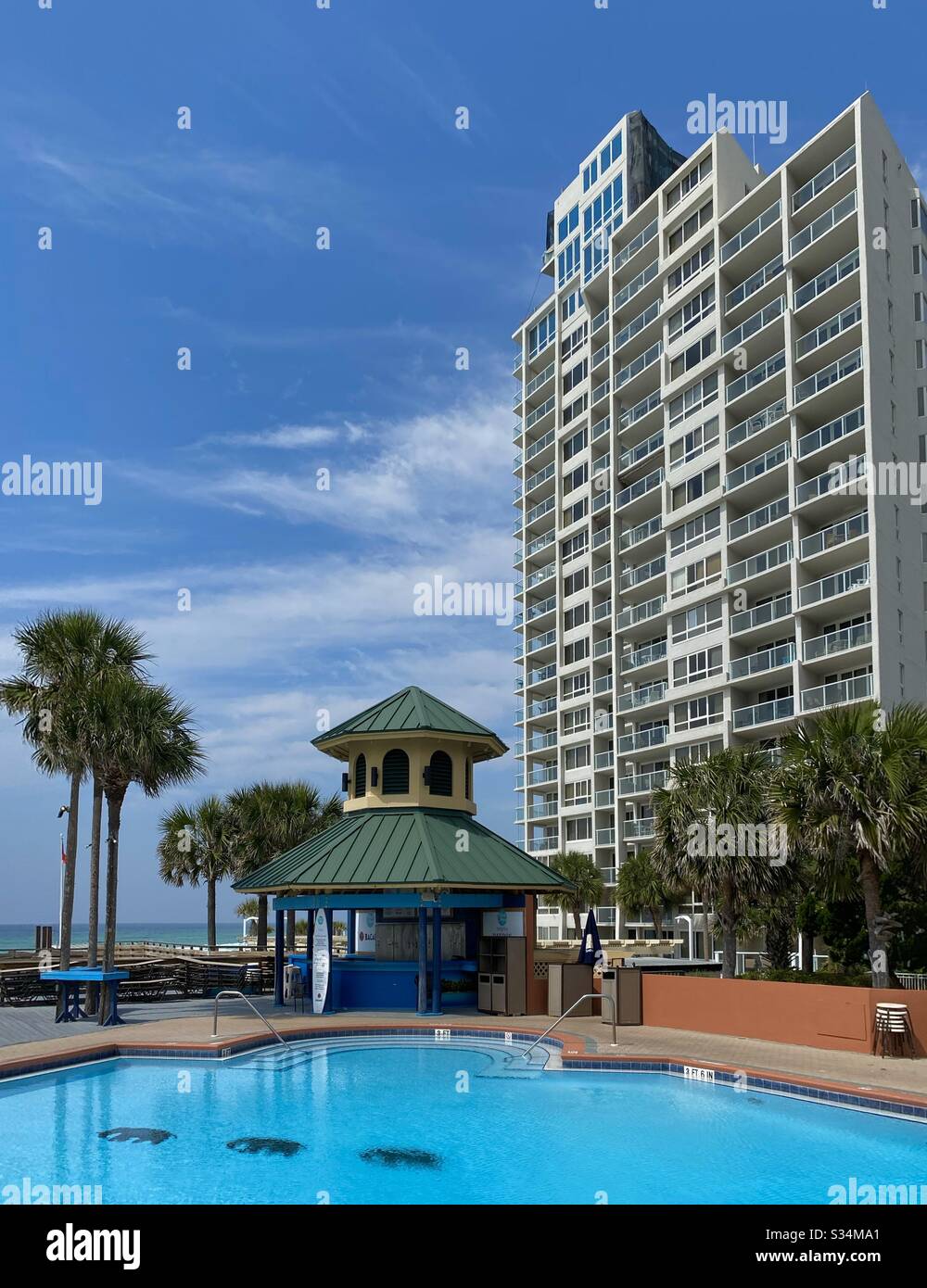 March, 29th, Sandestin, Florida, USA resort area empty due to closures by Florida rules - Smartphone Captured Stock Image