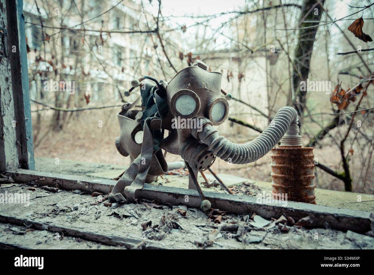 Gas mask in a school in Pripyat, Chernobyl, Ukraine Stock Photo - Alamy