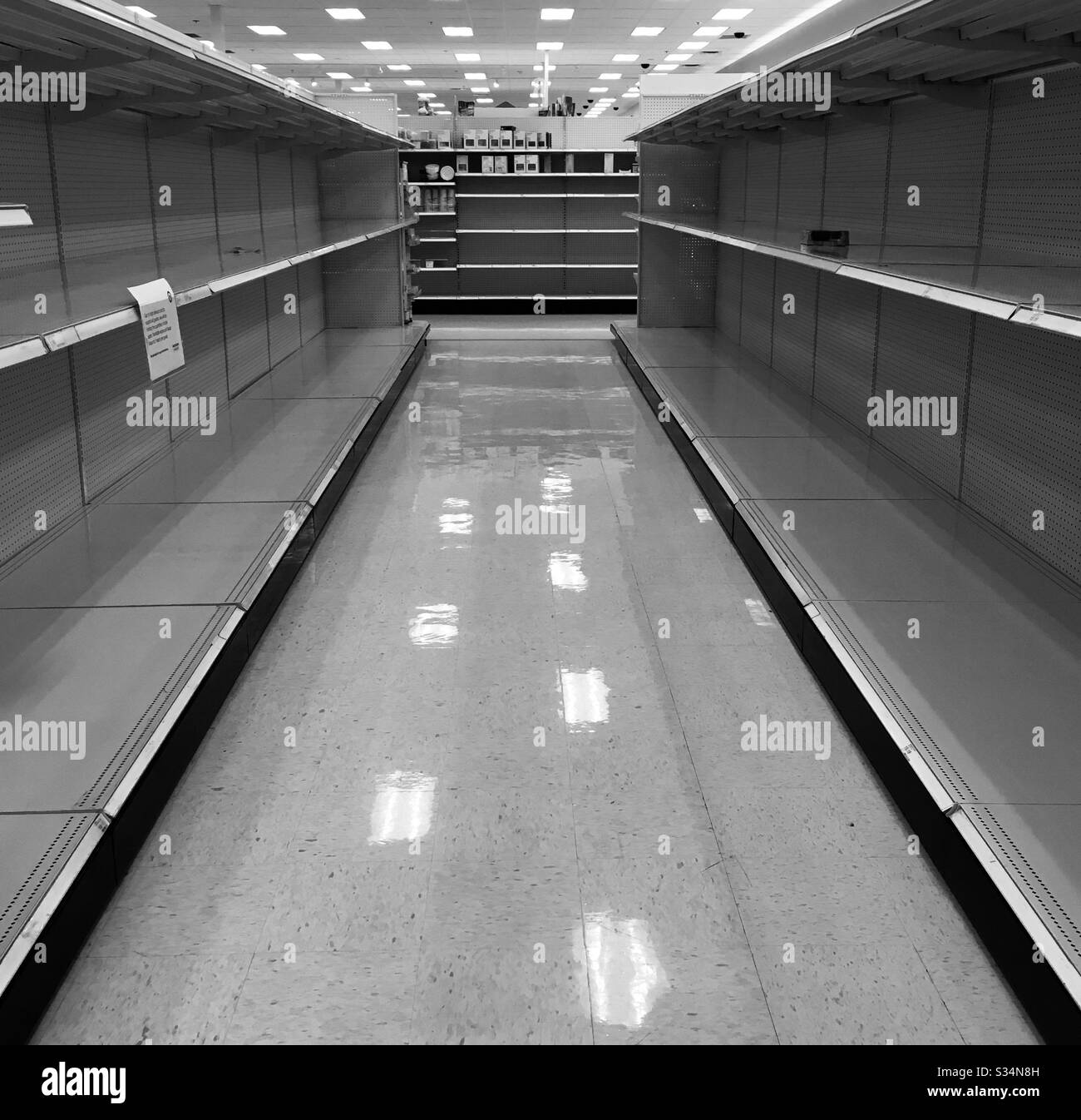 Empty American grocery store shelves due to Coronavirus Stock Photo
