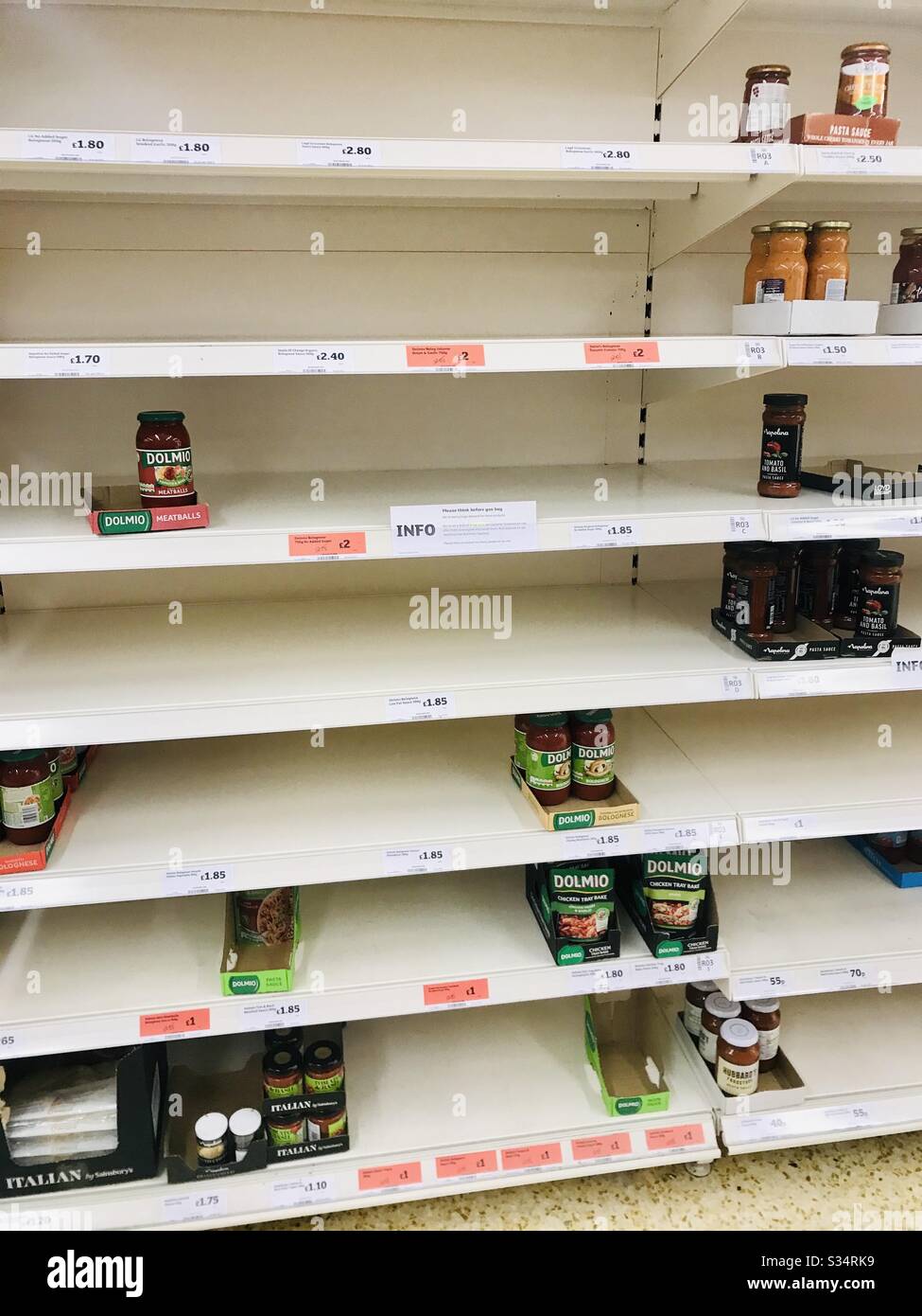 Empty supermarket shelves Stock Photo Alamy