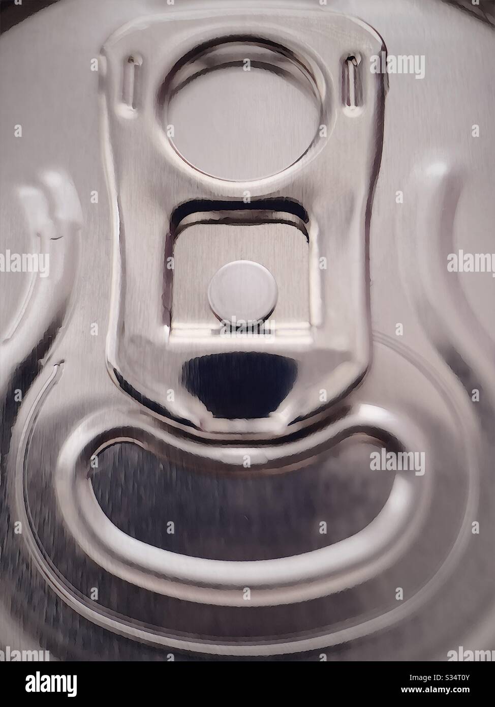 Close up of a ring pull on an aluminium drink can.  Ring pull can - Smartphone Captured Stock Image