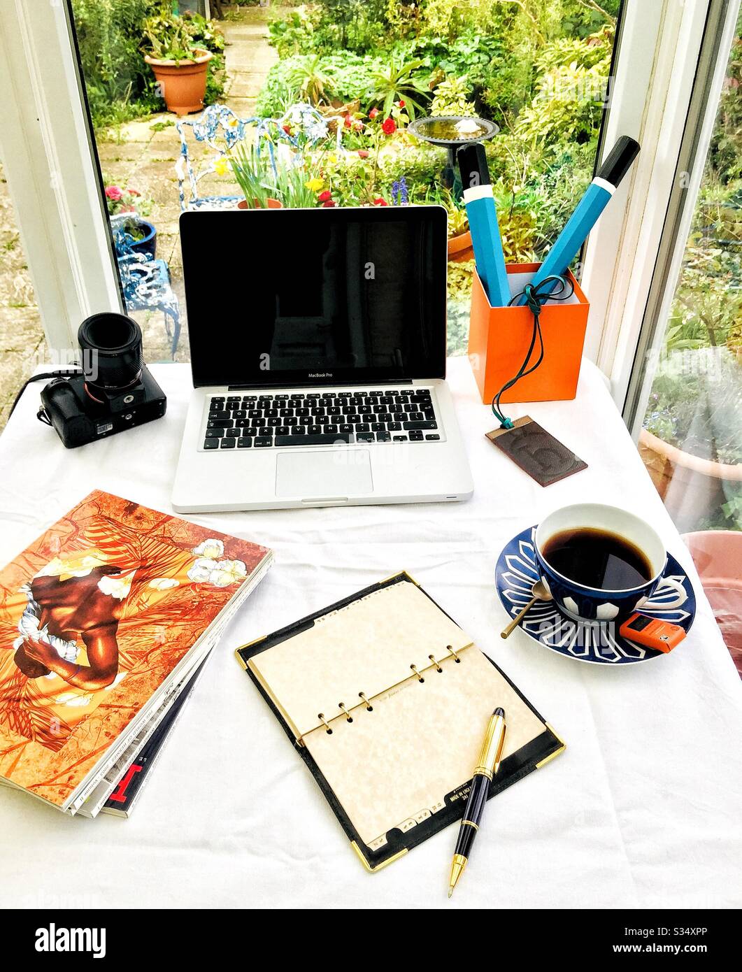 Working from home. - Smartphone Captured Stock Image