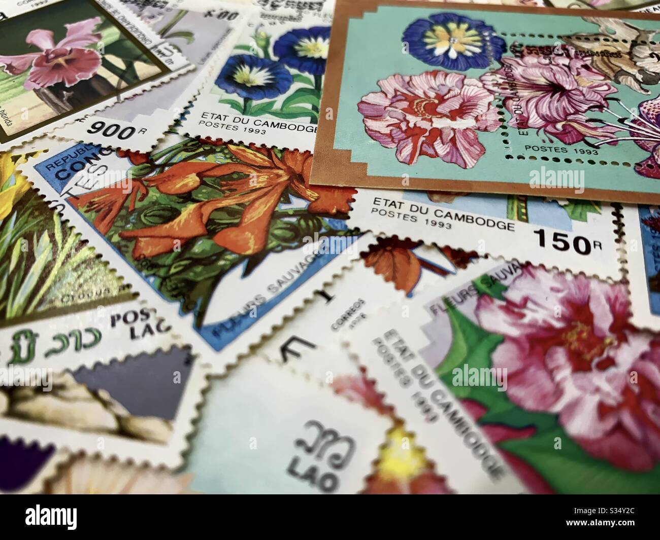 Spring themed stamps Stock Photo