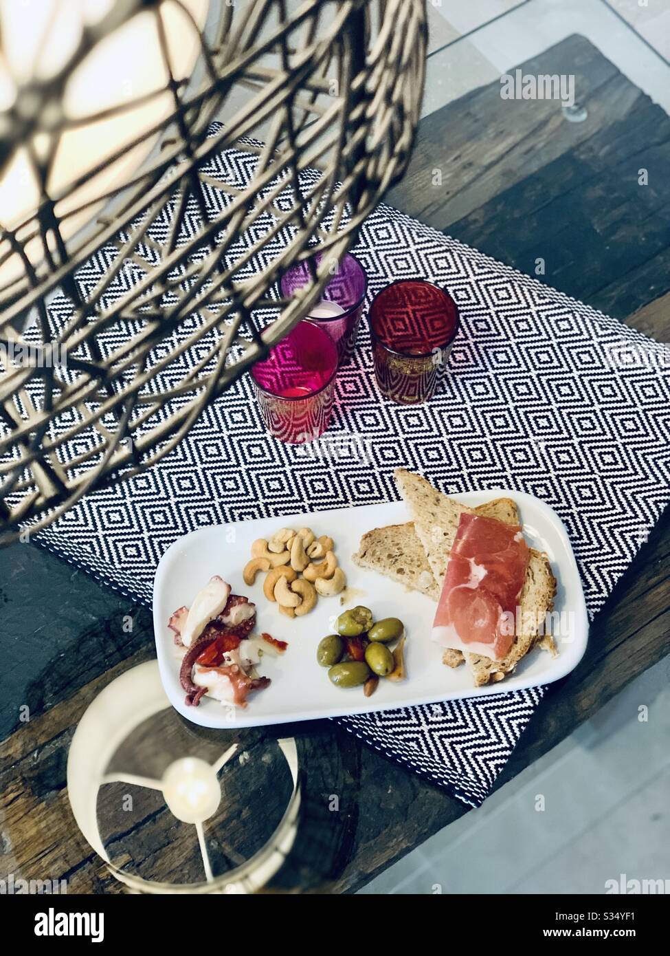 Spanish inspired food spread Stock Photo Alamy