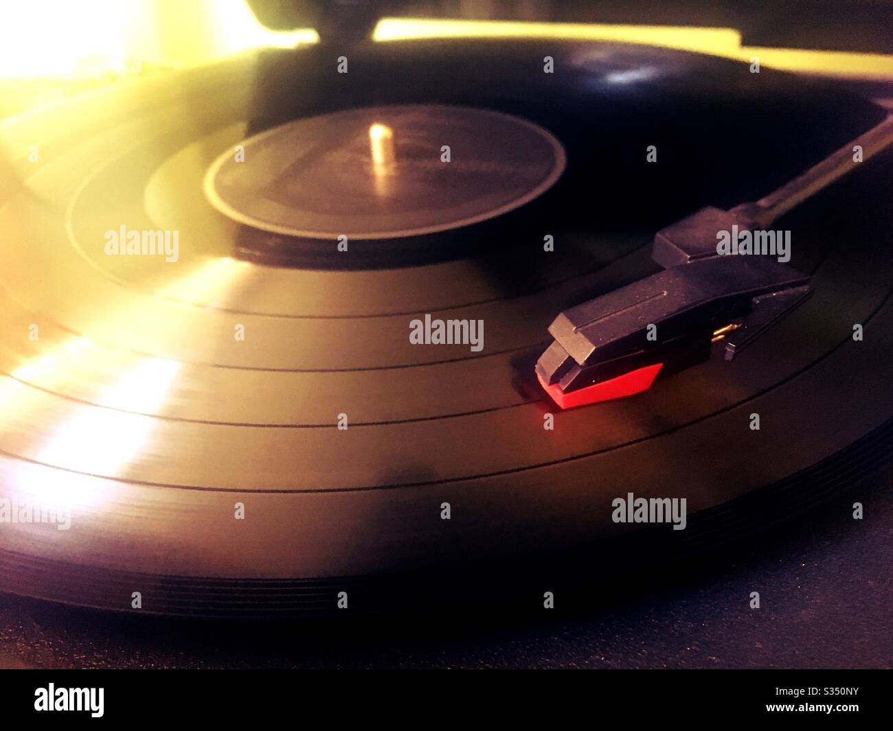 Vinyl record being played, close up of needle - Smartphone Captured Stock Image