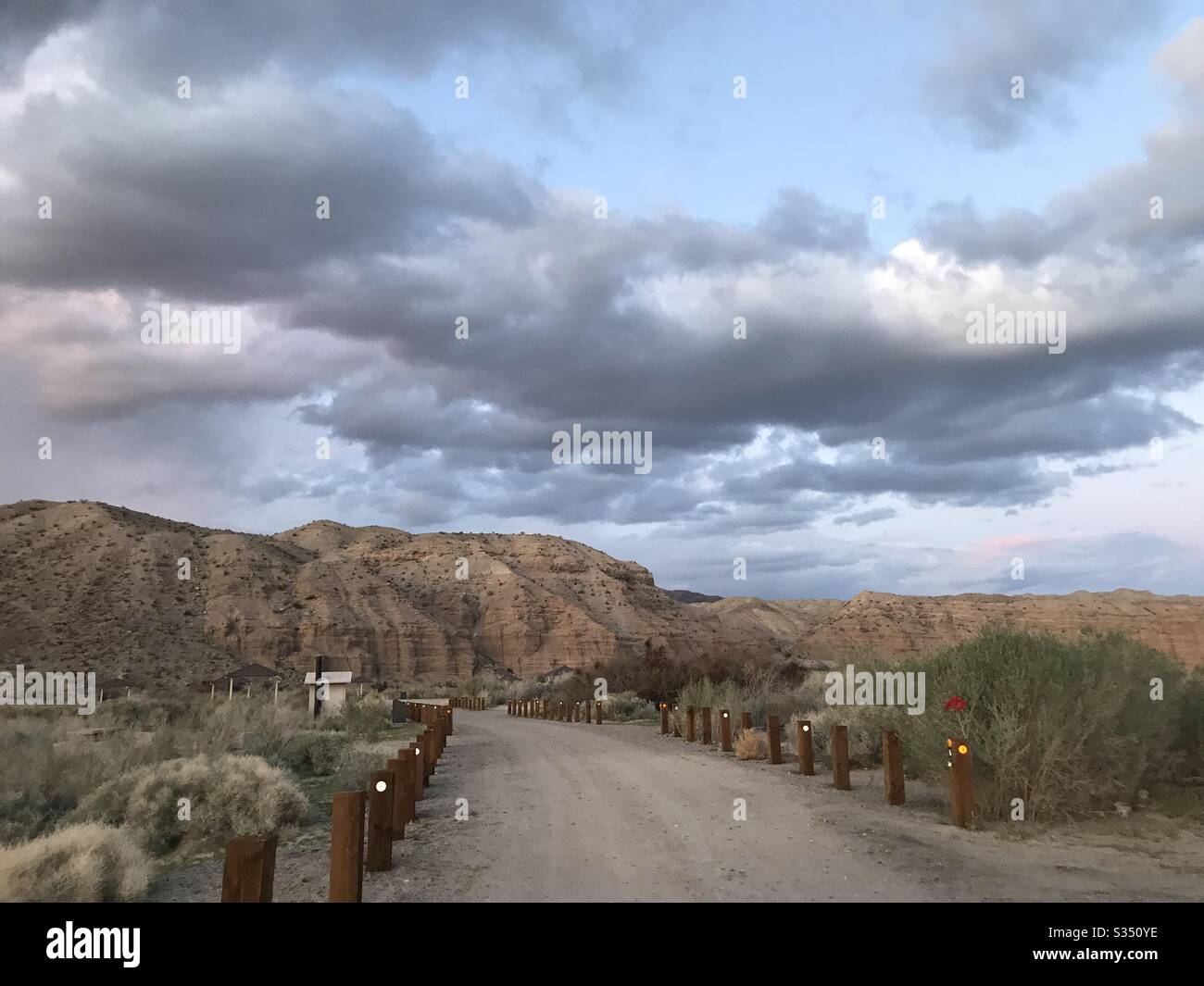 Afton Canyon campground at dusk Stock Photo