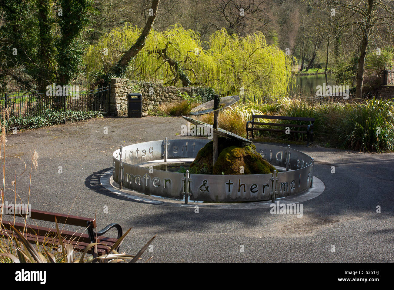 Matlock Bath Derbyshire UK 7 April 2020. Empty park at Derwent Gardens in the Derbyshire Peak District of Matlock Bath which would normally be busy with visitors but is deserted due to coronavirus. - Smartphone Captured Stock Image