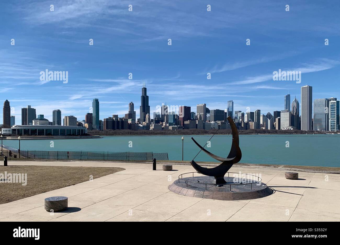 Lake Michigan and the Chicago Skyline from the Adler Planetarium Stock  Photo - Alamy