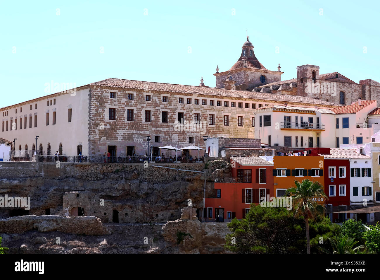 Vista de de la capital de Menorca Islas Baleares Stock Photo