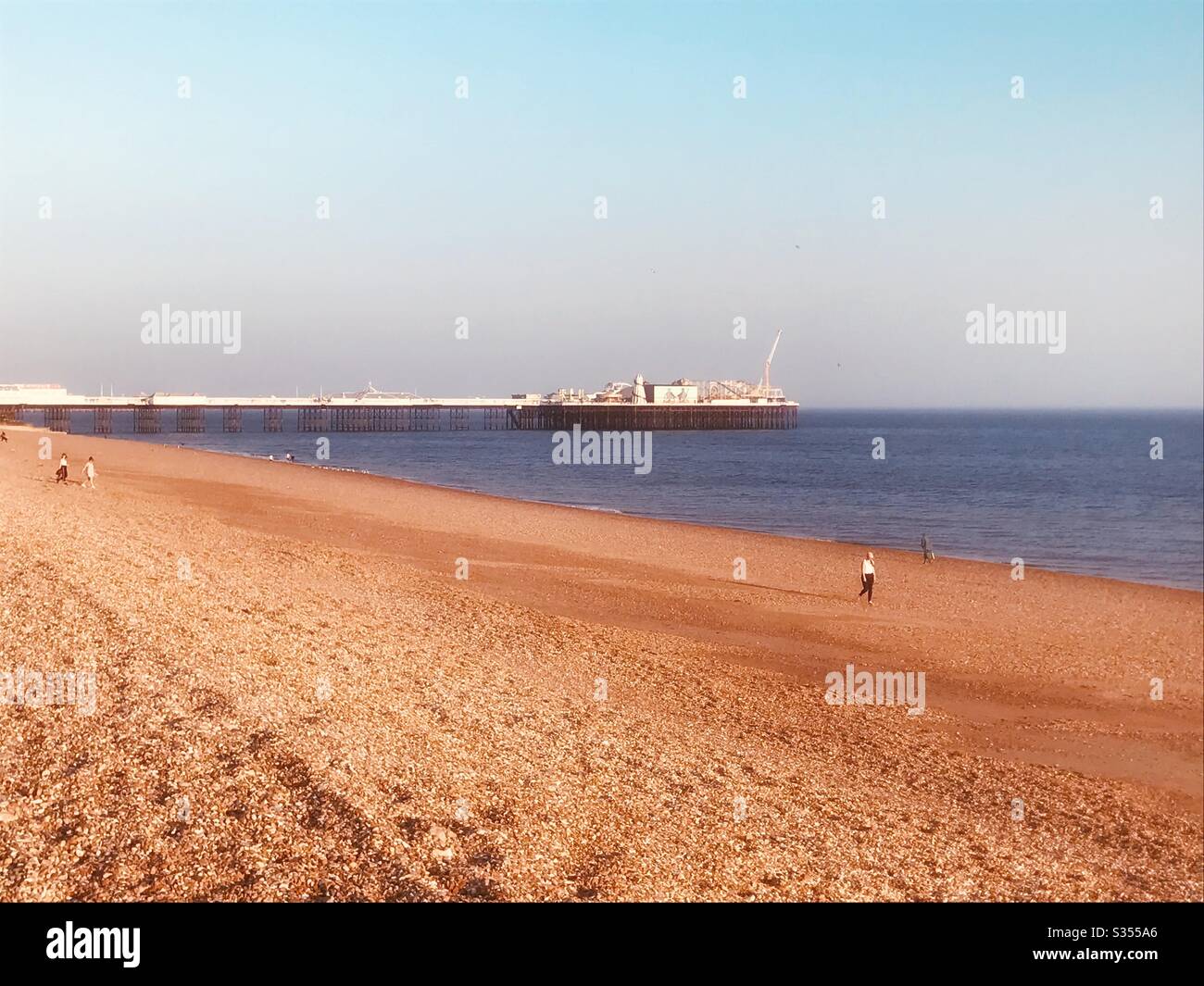 An almost deserted Brighton beach. - Smartphone Captured Stock Image