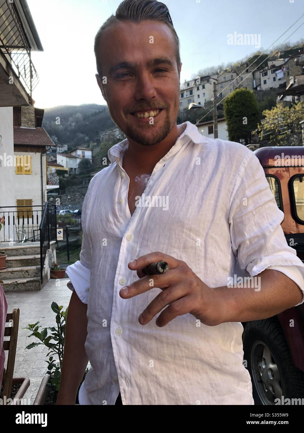 After a long Italian lunch Stock Photo Alamy