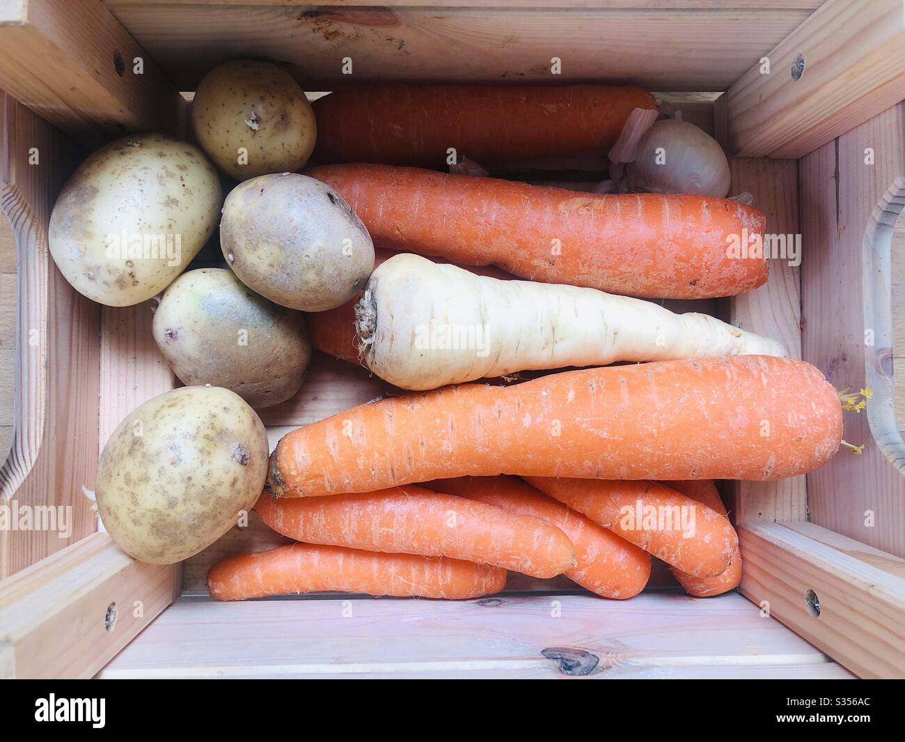 Vegetables in a Wooden Crate Stock Photo Alamy