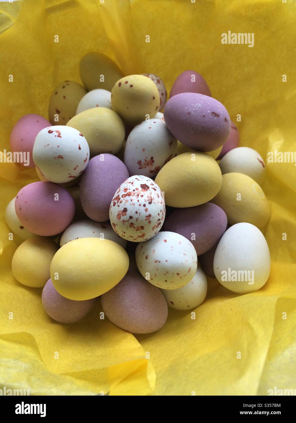 Chocolate mini Easter eggs - Smartphone Captured Stock Image