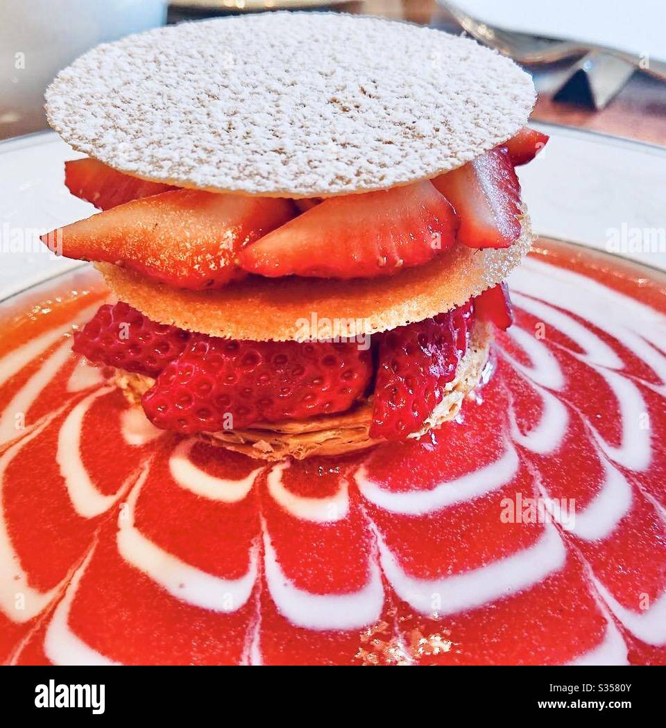 Galette de sarrasin crispy crepes with strawberry Stock Photo