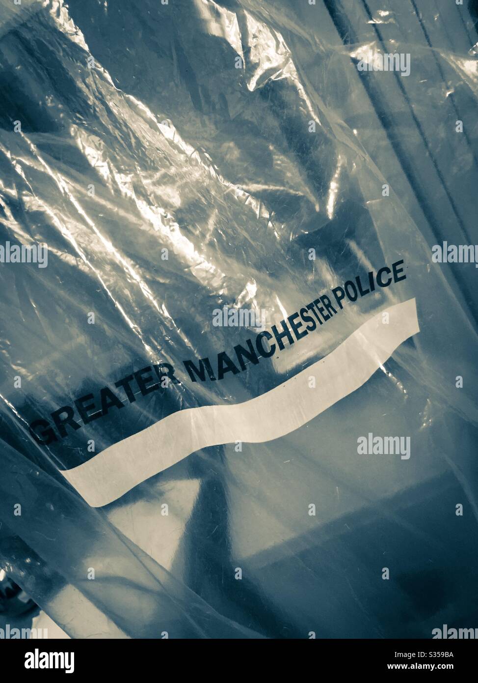 Manchester police bag - Smartphone Captured Stock Image