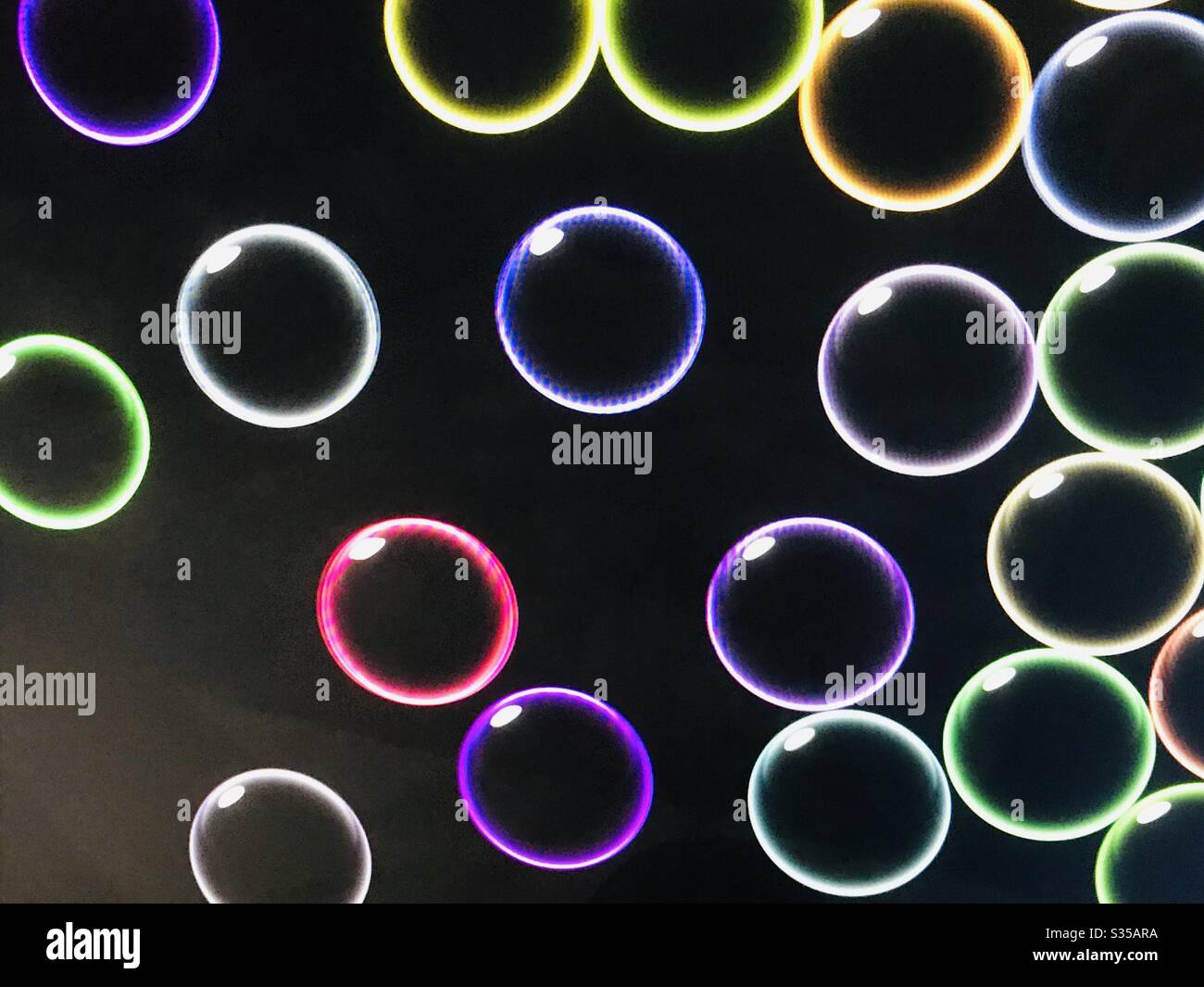 Abstract image of computer lock screen colourful bubbles science