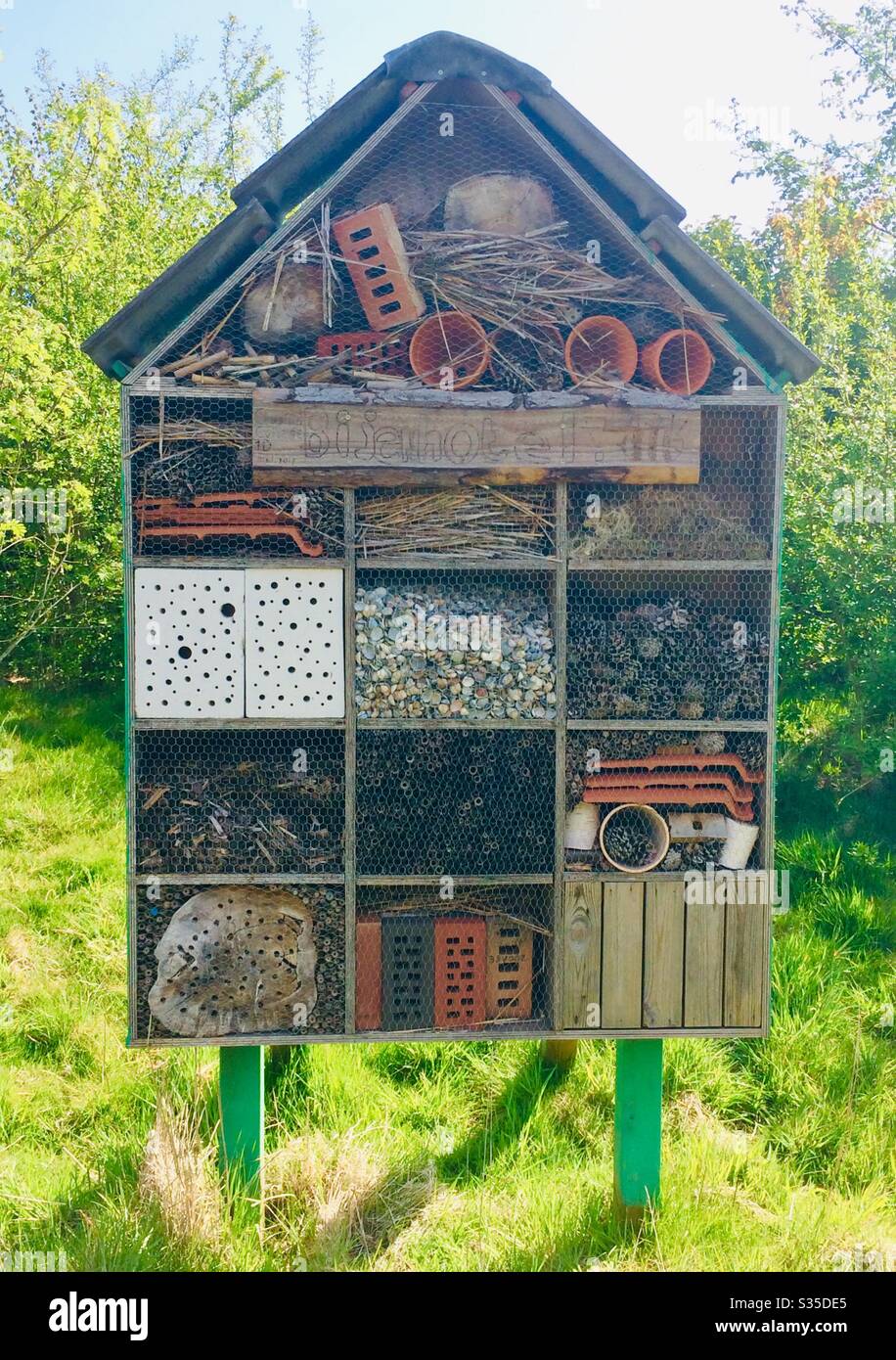 Insect Hotel 2. A park in The Netherlands. Stock Photo