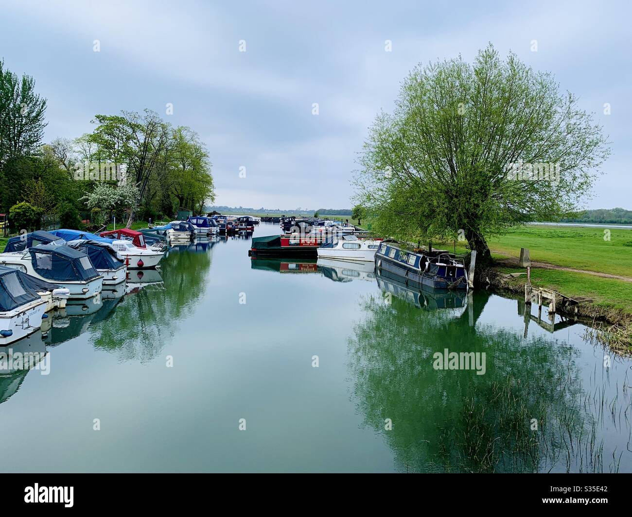 Canal Boats on the River Thames, Oxford, UK - Smartphone Captured Stock Image