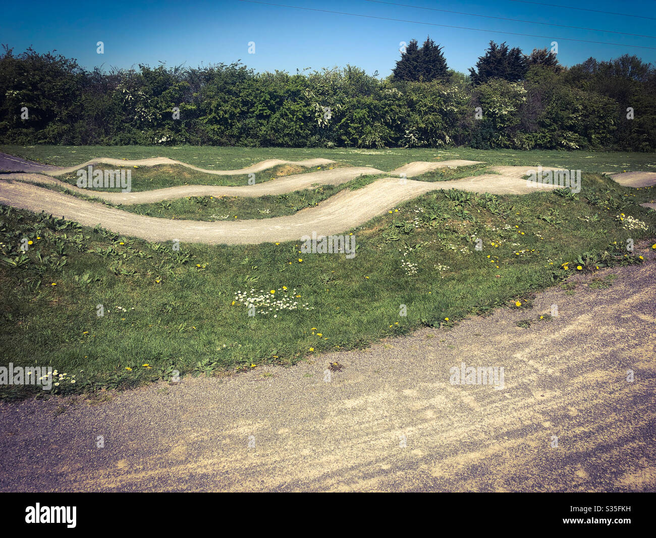 Empty cycle track during  lockdown April 2020 - Smartphone Captured Stock Image
