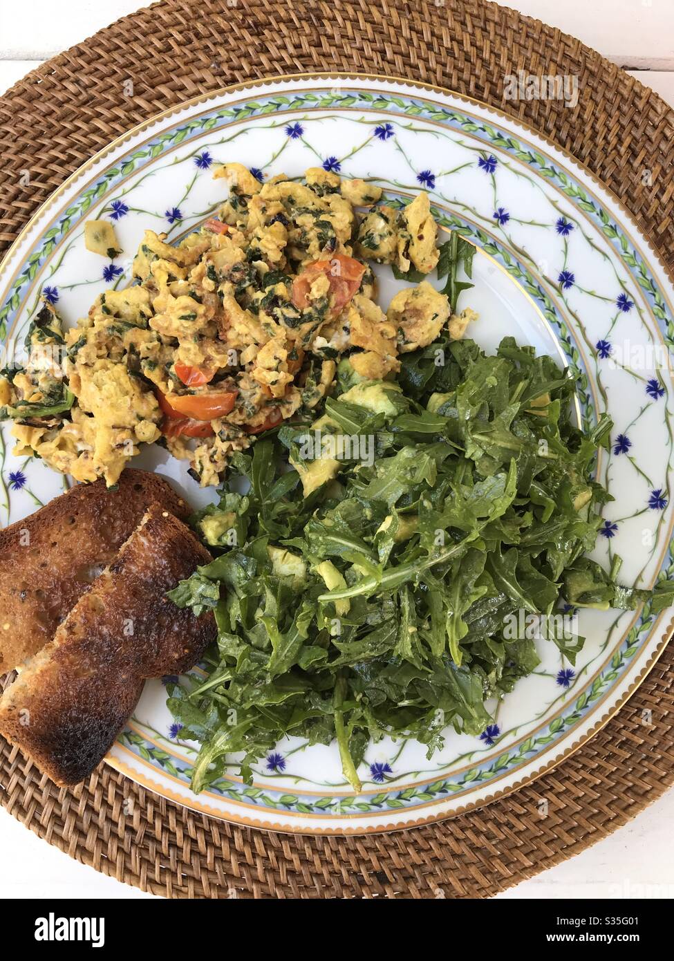Scrambled eggs with veggies - Smartphone Captured Stock Image