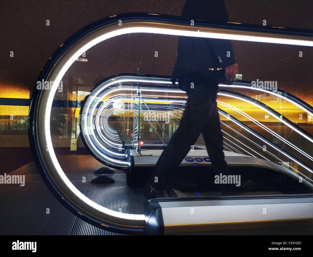 Man on escalator, African Union, Addis Abeba - Smartphone Captured Stock Image