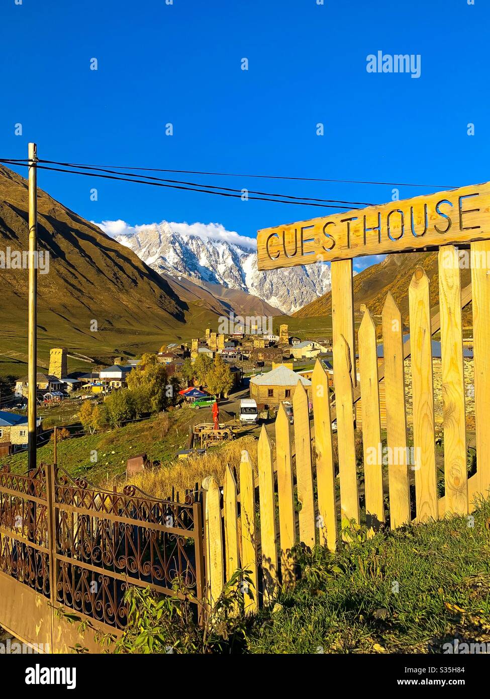 Guesthouse in the Caucasus Mountains, Ushguli, Georgia. - Smartphone Captured Stock Image