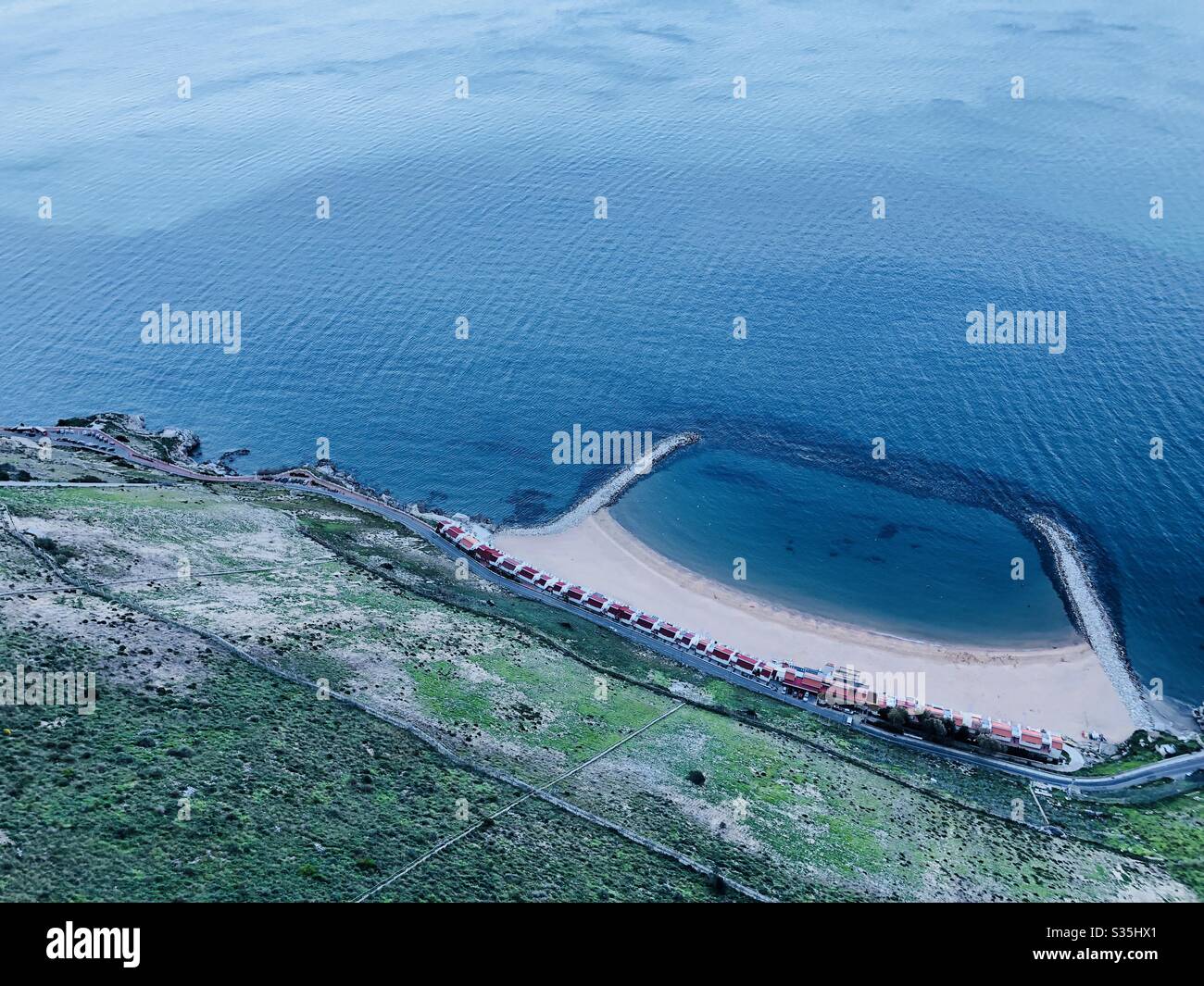 Looking down on Sandy Bay in Gibraltar - Smartphone Captured Stock Image