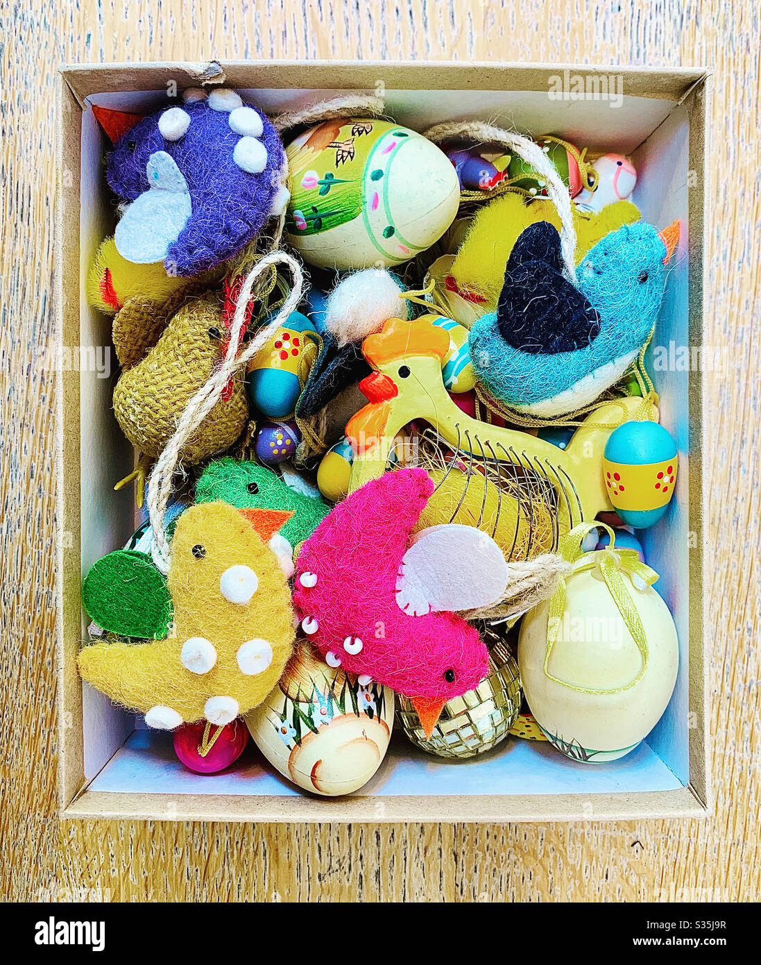 Box of Easter Decorations - Smartphone Captured Stock Image