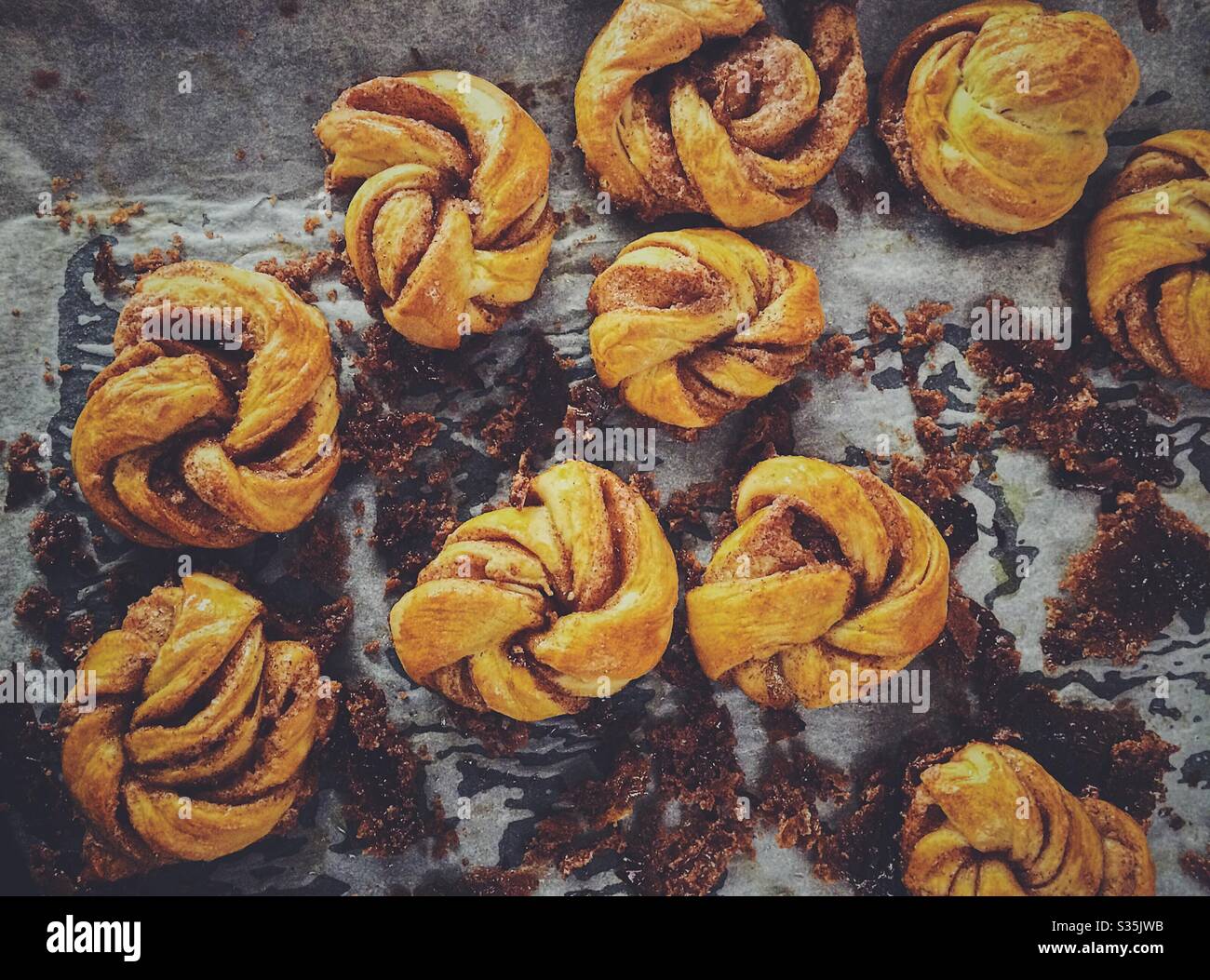 Cinnamon buns (kanelbullar), a typical Swedish pastry Stock Photo